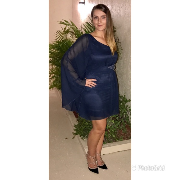 Free People Deep Sapphire one shoulder dress - Picture 2 of 12